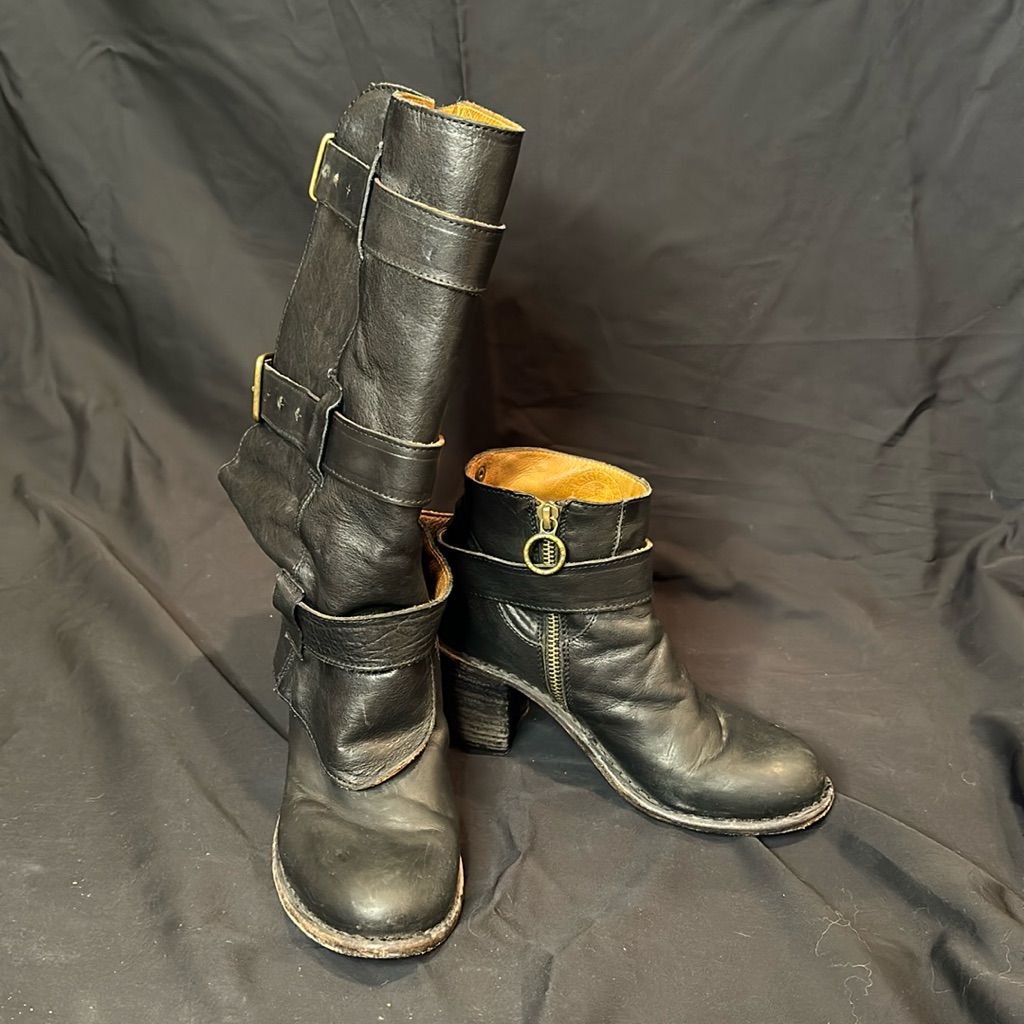 Vintage Designer Fiorentini & Baker Buckled Leather Boots Convertible Size 36